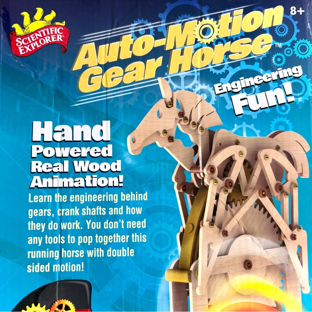 NEW Auto Motion Gear Horse Kit Kids Wood Toy Build Yourself Scientific Exploror - Picture 12 of 14